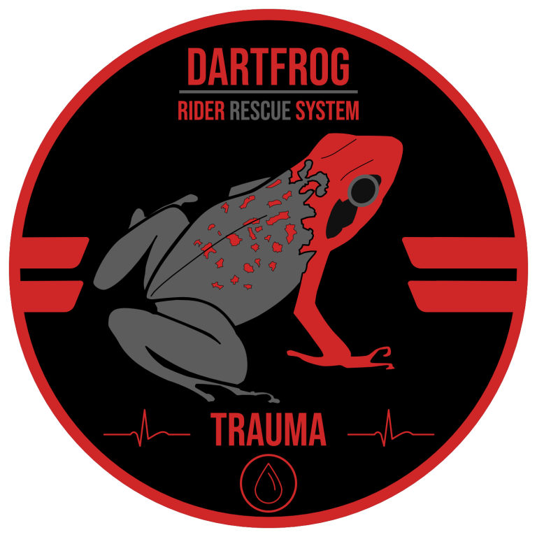 DRRS Trauma Patch DRRS Trauma Patch. Traumalehrgang. Roter Pfeilgiftfrosch mit Schriftzug Trauma